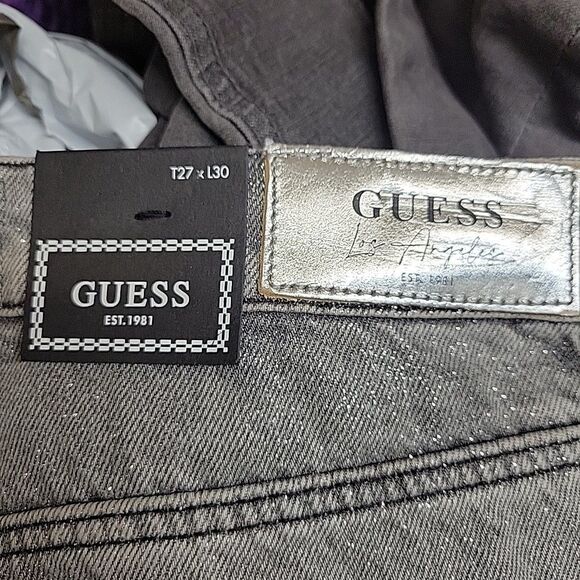Guess Women's Mid-Rise Sexy Palazzo Shimmer Gray Jeans 27W x 30L - NEW - Picture 8 of 13
